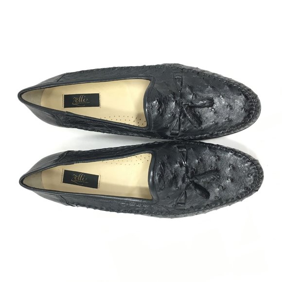 NEW Zelli Loafers Shoe Size 13 Black Ostrich Quill main image 4